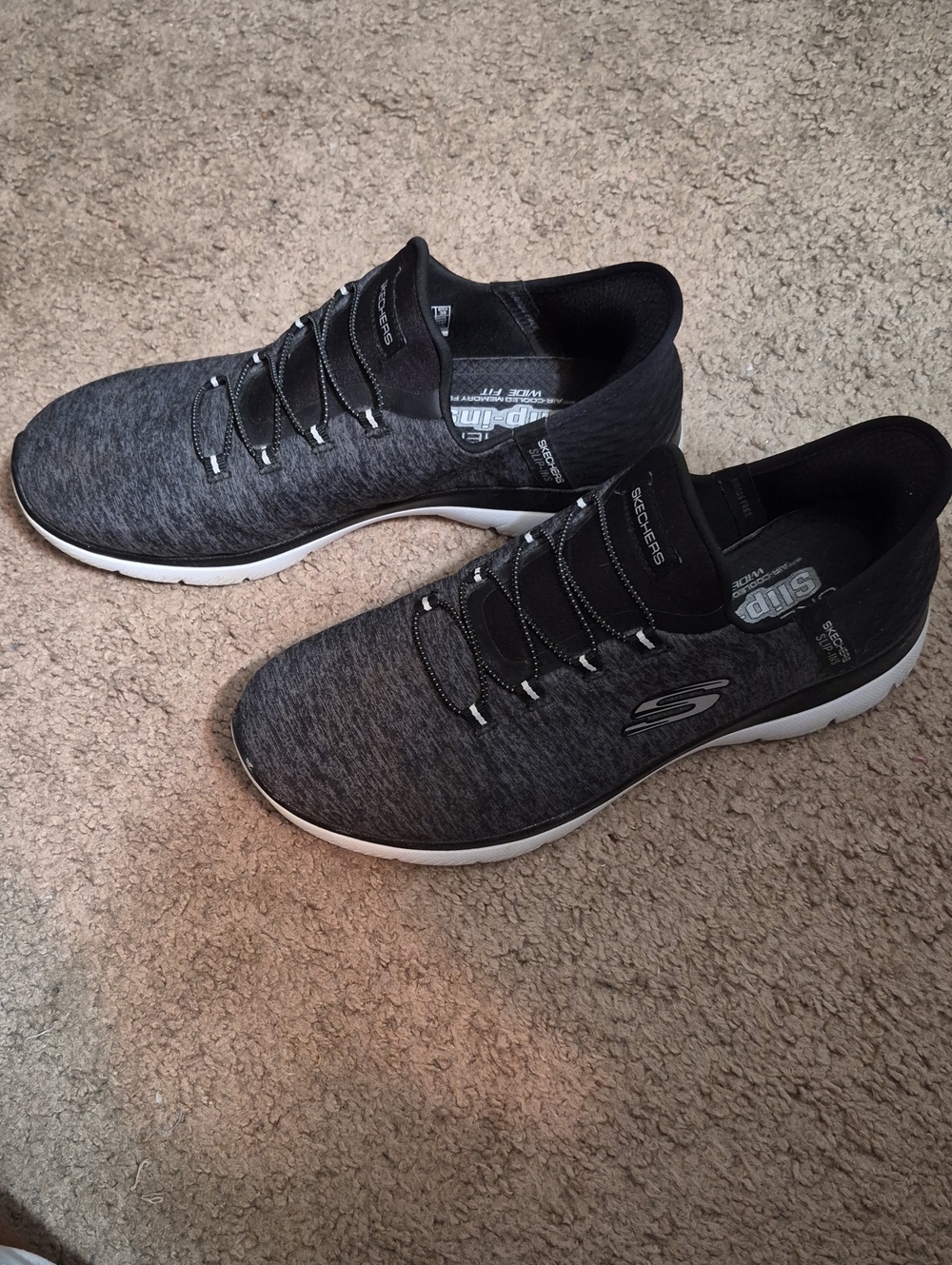 Skechers Women's Slipins Charcoal Gray Knit Lace-Up Sneakers